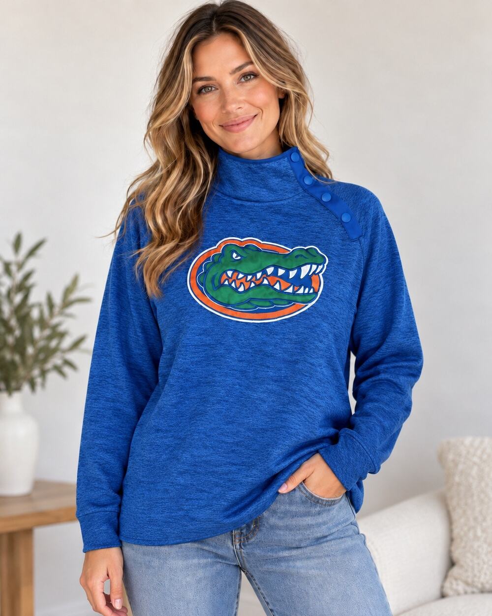 Florida Gators Women’s L Blue Fleece Snap Neck Sweatshirt